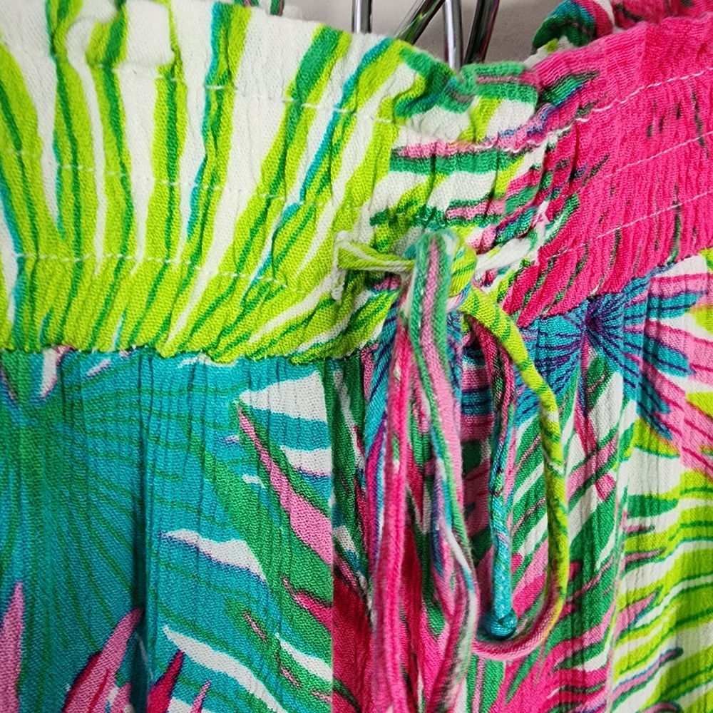 Rose +Olive Tropical Leaf Print Wide-Leg Pants XL - Picture 9 of 16
